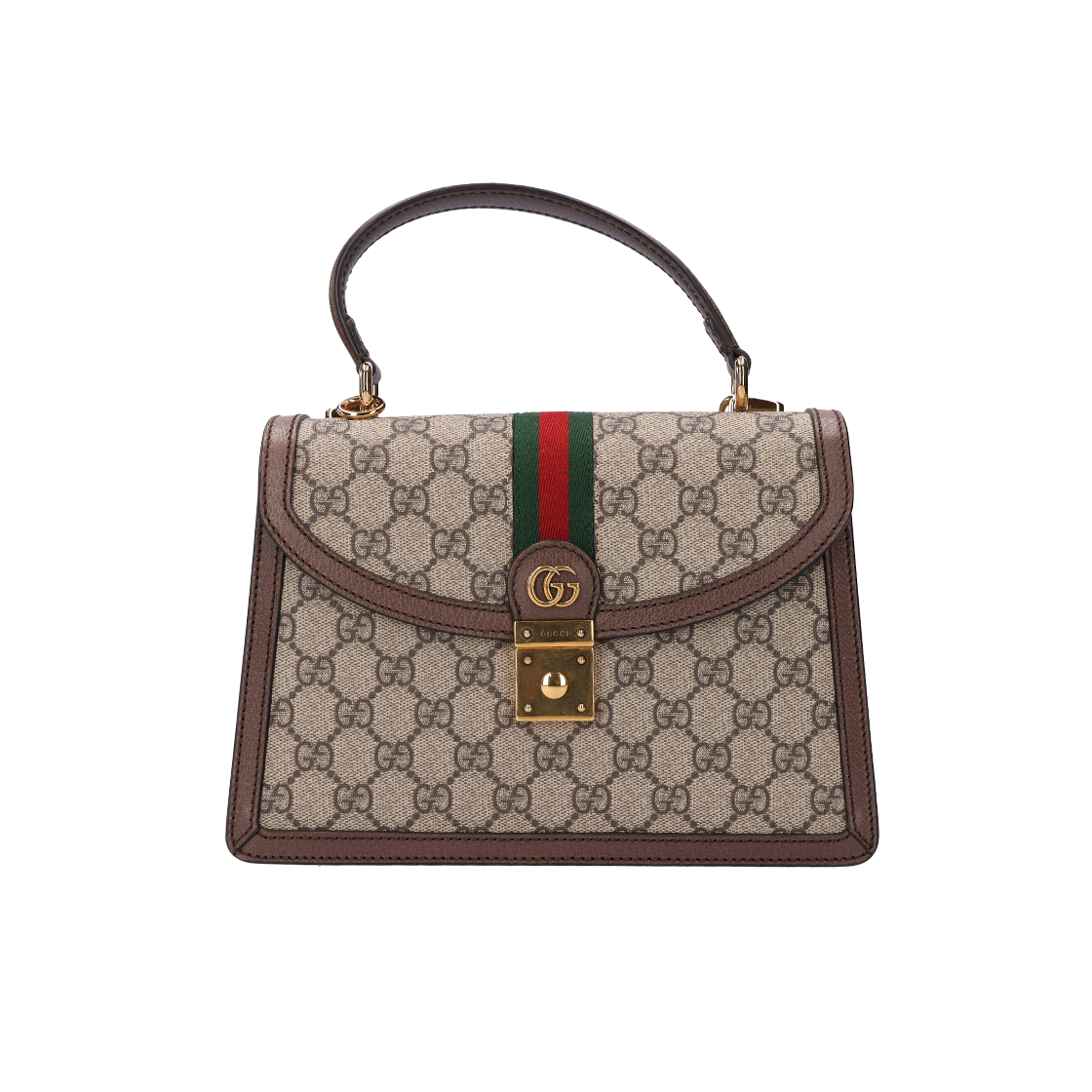 ITLI8IG2QBBR Gucci 651055 Ophidia Supreme Small Top Handle Bag Beige Dark Brown