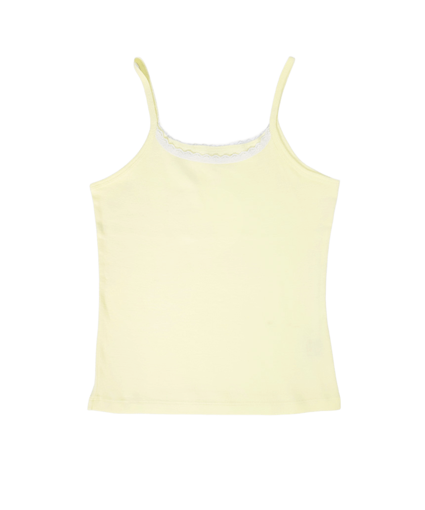 E261SL003YL Escapefrom Essential Lace Sleeveless Top Lemon