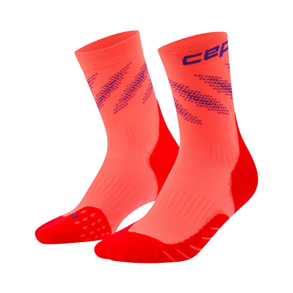 CEP 코어 런 에디션 이립틱 미드컷 삭스 네온코랄 퍼플 남성용(CEP Core Run Edt. Elliptic Socks Mid Cut Neon Coral Purple Men's)