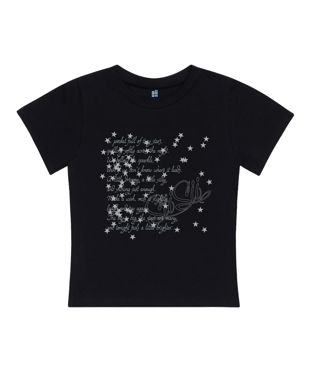 P261STS024BK pagesiisii Random Star Print Slim Fit T-Shirt Black
