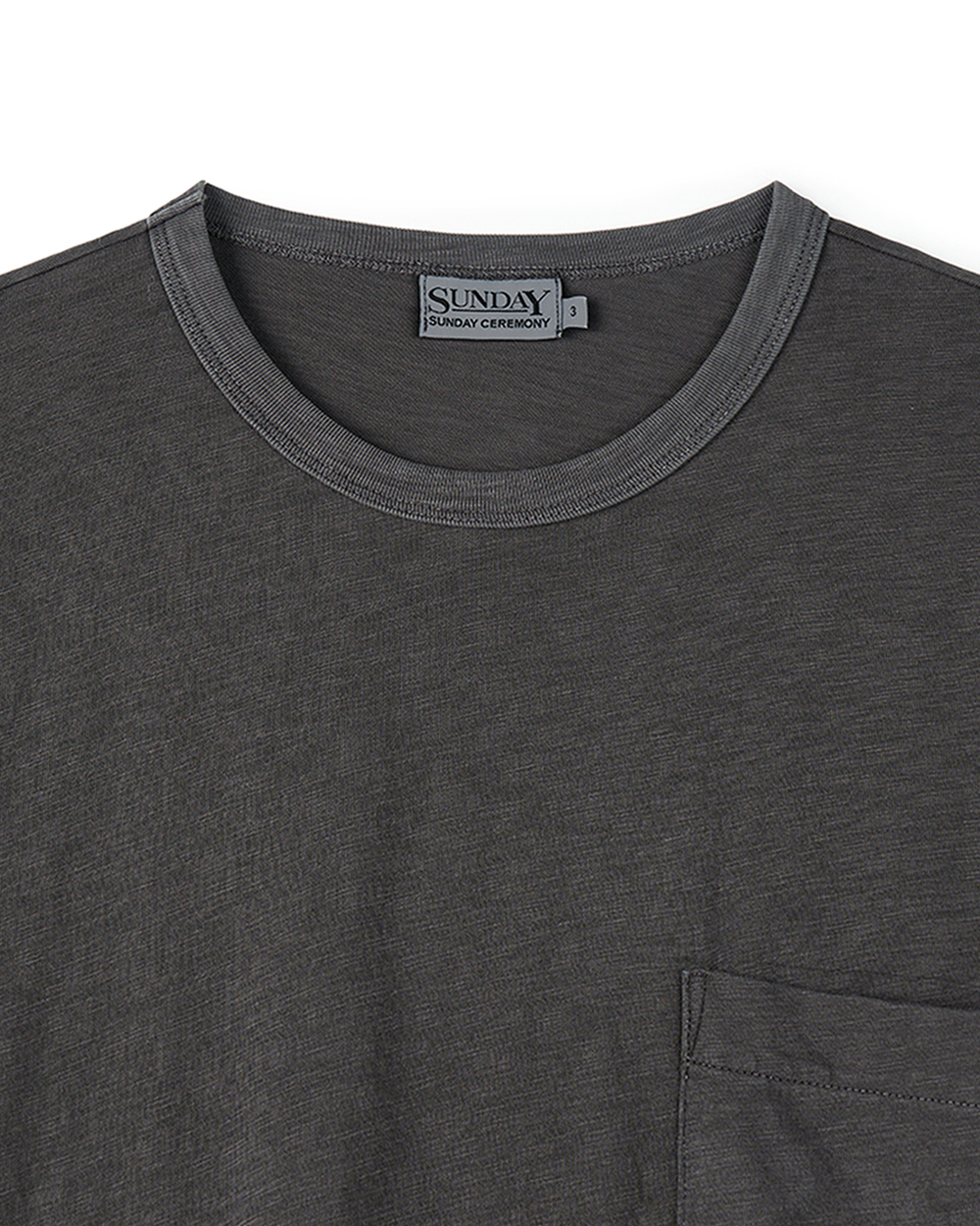 (M)선데이세레머니 내추럴 다이드 베이직 슬럽 티 - 애쉬 차콜((M) SUNDAY CEREMONY Natural Dyed Basic Slub Tee - Ash Charcoal) - 3