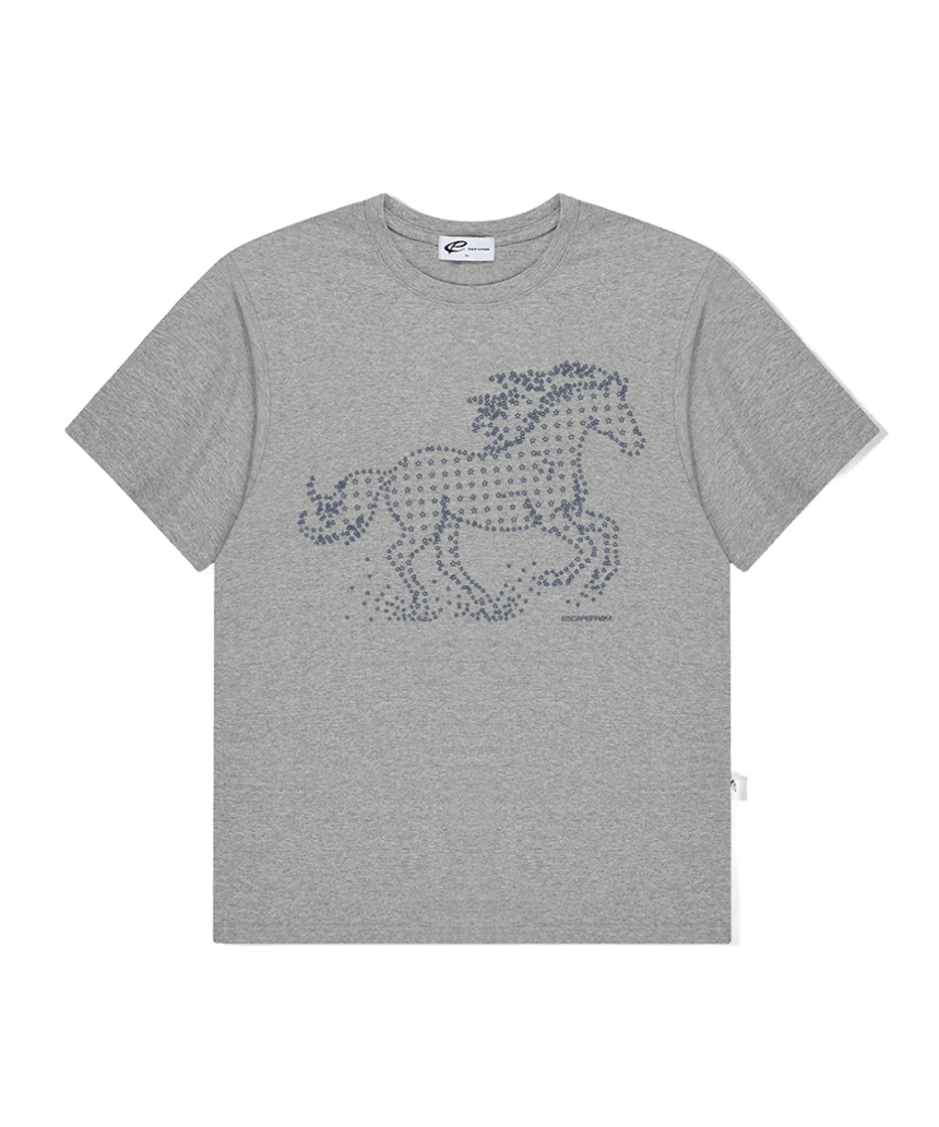 이스케이프프롬 스타 홀스 프린트 오버핏 반팔티 그레이(Escapefrom Star Horse Print Oversized T-Shirt Gray)