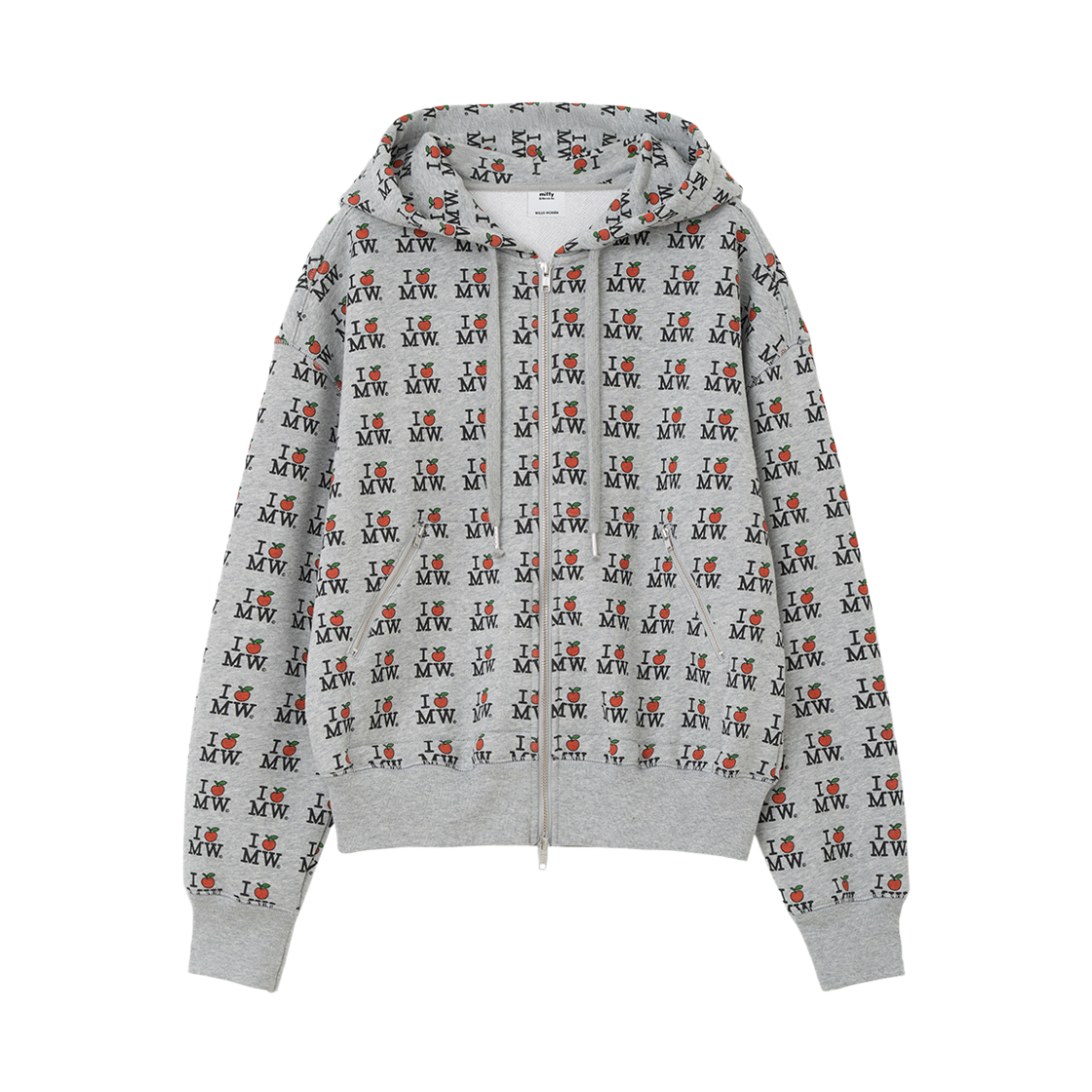 밀로 우먼 x 미피 I APPLE MW 집업 후디 멜란지 그레이(MILLO WOMEN x miffy I Apple MW Zip-Up Hoodie Melange Gray)