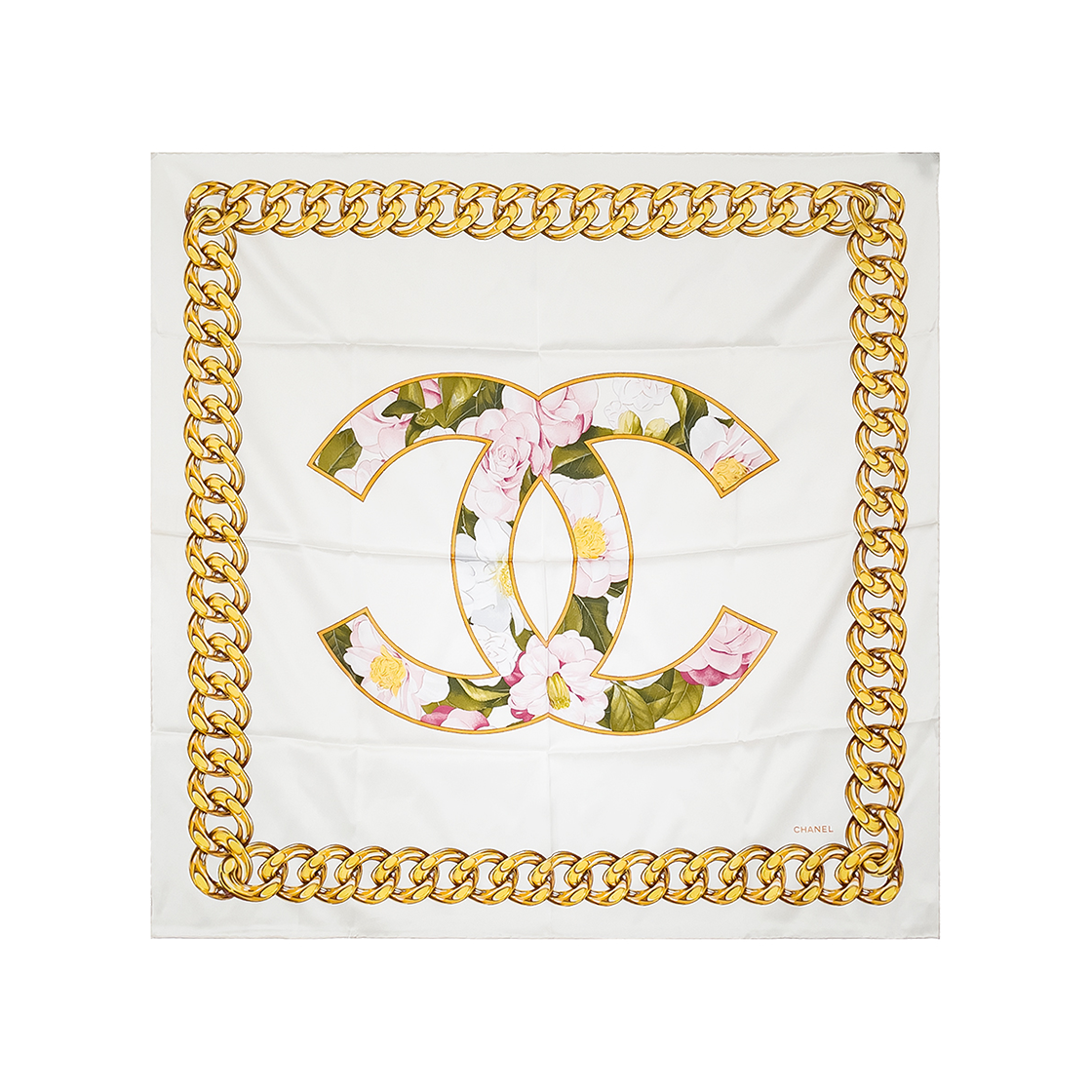 샤넬 26C 크루즈 스퀘어 스카프 90 크림 & 멀티컬러 (6ET0991)(Chanel 26C Cruise Square Scarf Cream & Multi-Color (6ET0991))