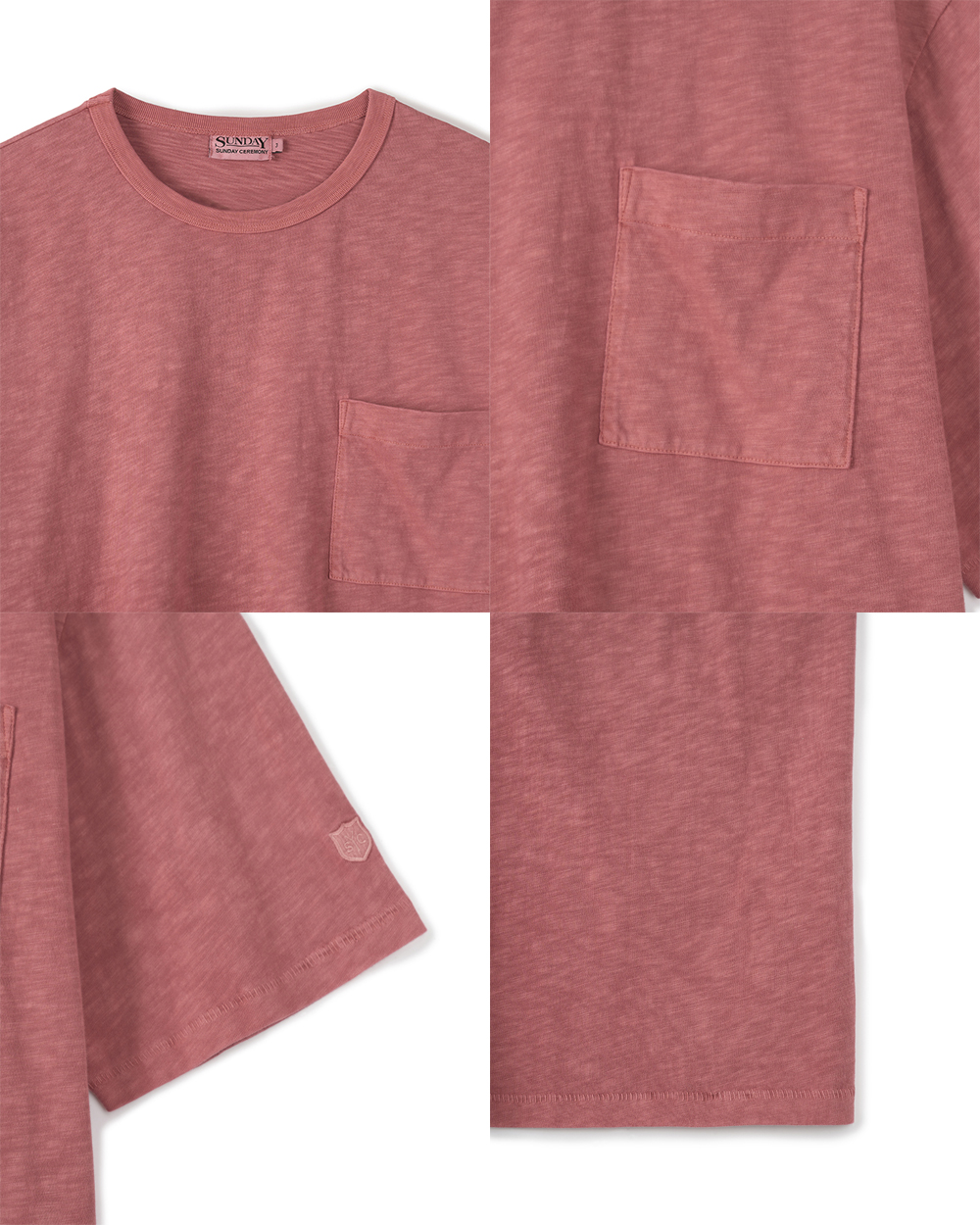 [세트] (M) 선데이세레머니 내추럴 다이드 베이직 슬럽 티 딥 핑크 + 네커치프([Set] (M) SUNDAY CEREMONY  Natural Dyed Tee  - Deep Pink + Neckerchief) - 3