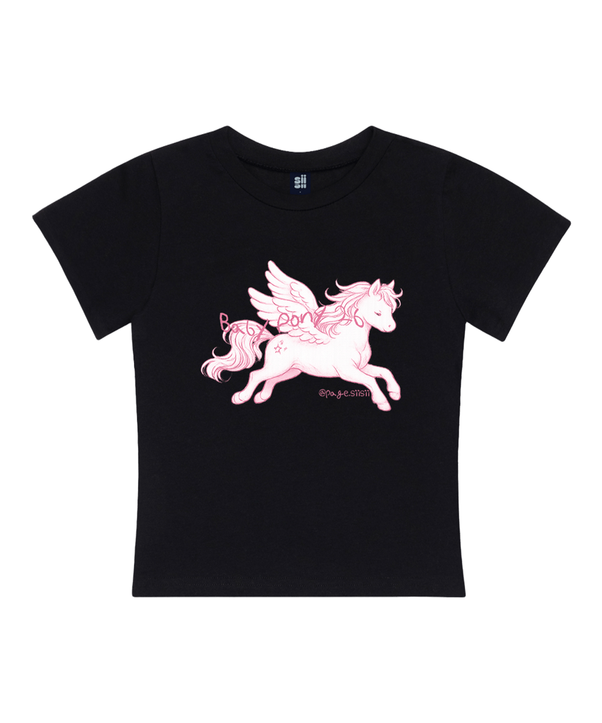 P261STS019BK pagesiisii Baby Pony Print Slim Fit T-Shirt Black