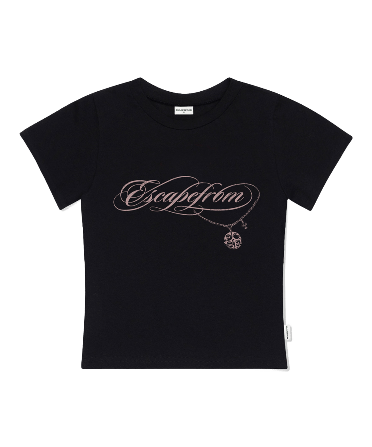 E261STS065BK Escapefrom ESCF Chain Print Slim Fit T-Shirt Black