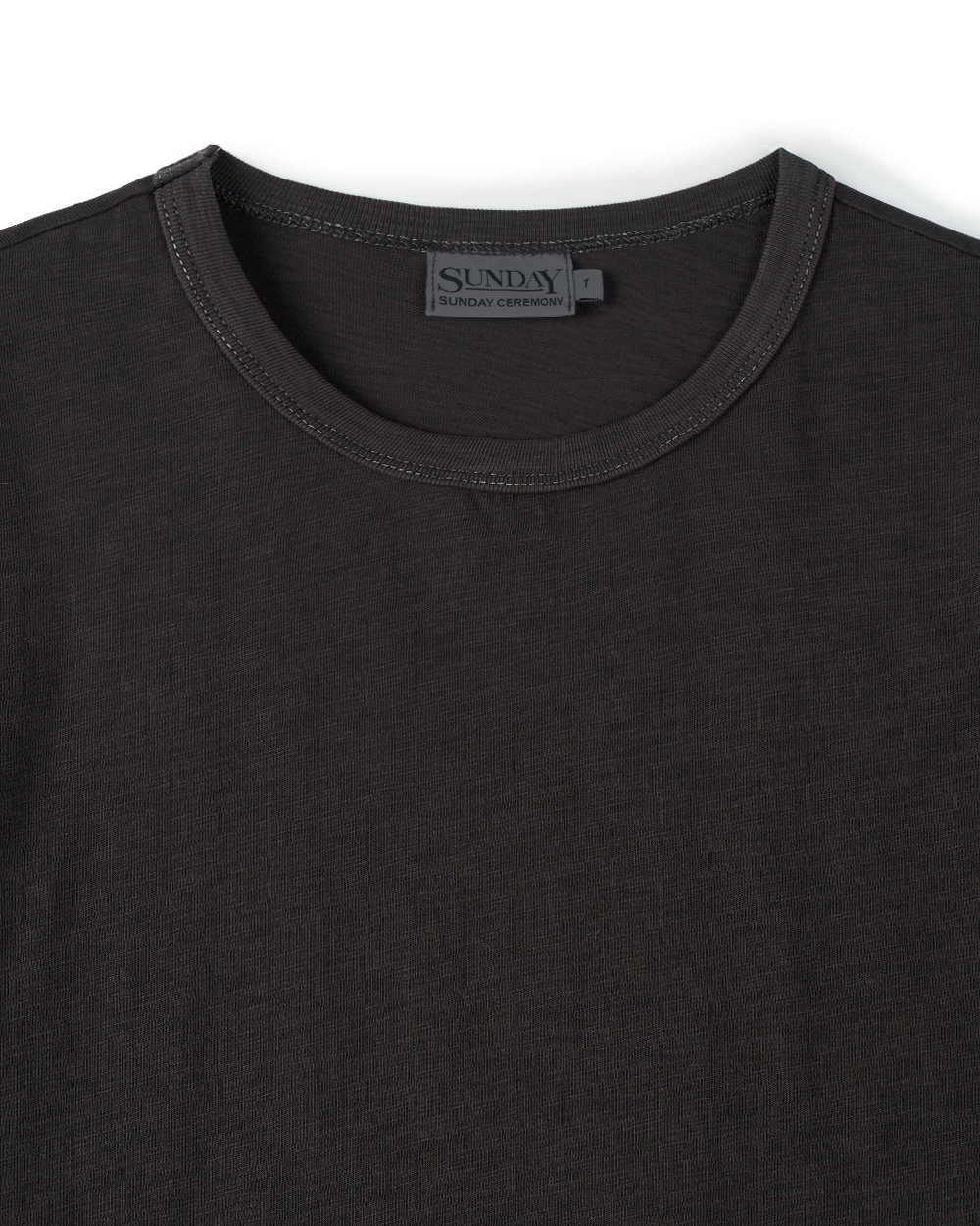 [예약 배송] (W) 선데이세레머니 내추럴 다이드 베이직 슬럽 티 - 딥 차콜([예약 배송] (W) SUNDAY CEREMONY Natural Dyed Basic Slub Tee - Deep Charcoal) - 4