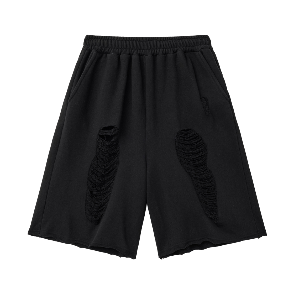 슬릭글로우 데미지 버뮤다 스웨트 팬츠 블랙(SLEEKGLOW Damage Bermuda Sweat Pants Black)