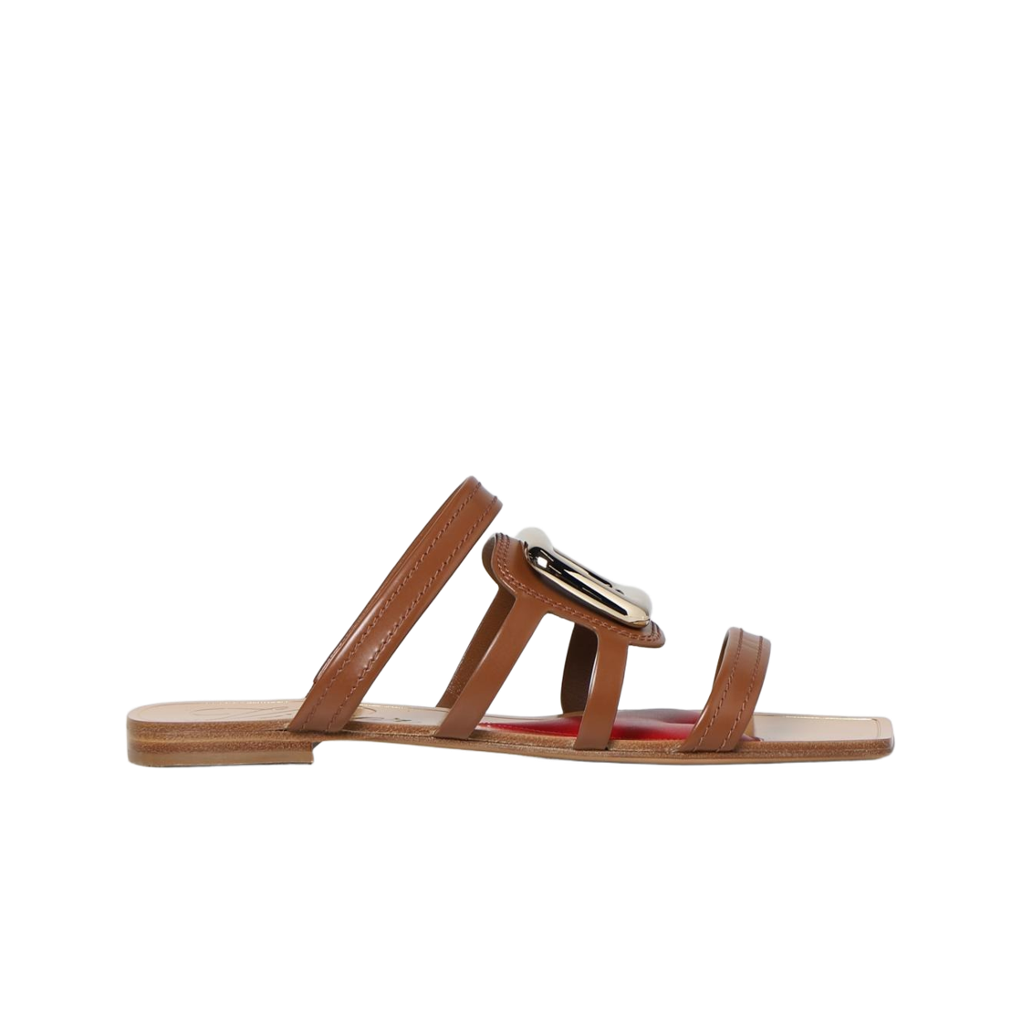 RVW66132930BSSS018 (W) Roger Vivier Gladiator Metal Buckle Mules Brown