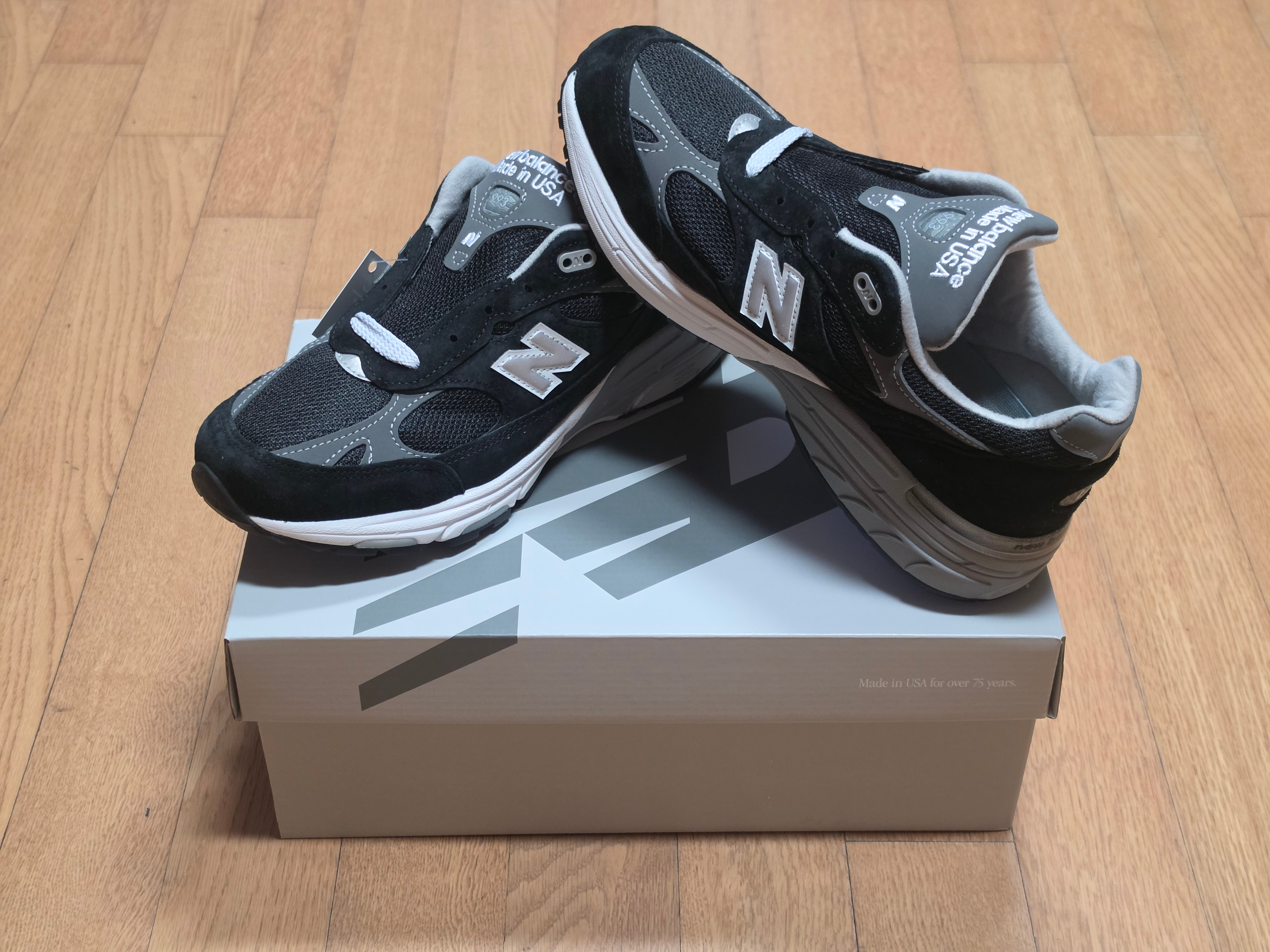 (W) New Balance 993 Made in USA Black - B Standard 착용 스타일 - 1