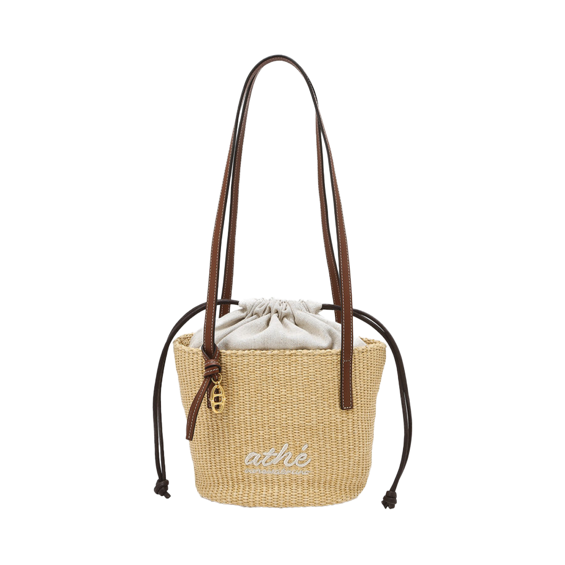 AABA6F802W2 Athe Vanessabruno Acc Beige Raffia Shoulder Bag S Normal Brown