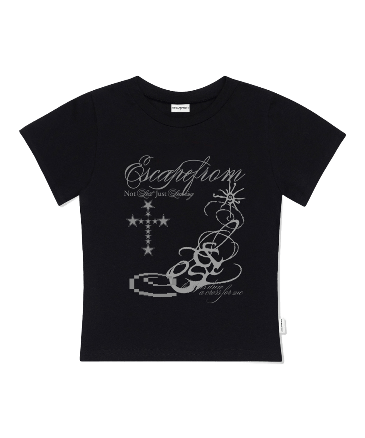 E261STS076BK Escapefrom Star Cross Print Slim Fit T-Shirt Black
