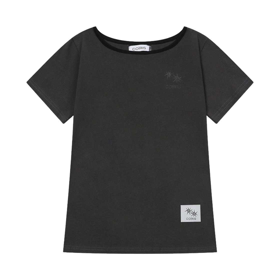 C-P00000HI Coiris Rora Small Logo One-Shoulder Half T Charcoal-Black