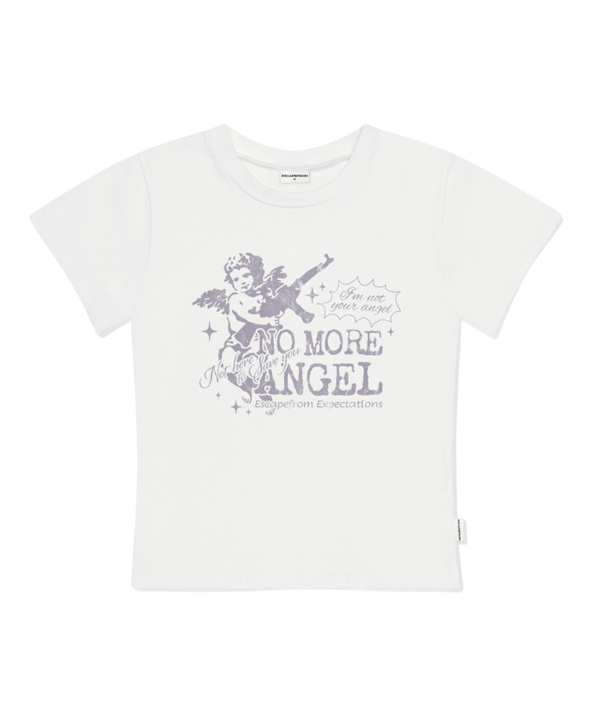 E261STS069IV Escapefrom No More Angel Print Slim Fit T-Shirt Ivory
