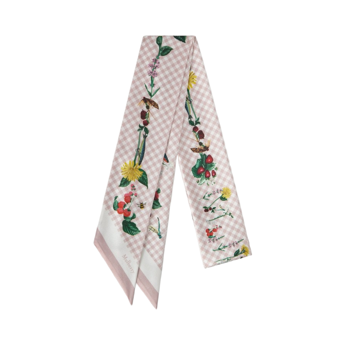 멀버리 리버사이드 플로럴 스키니 스카프 블라썸 핑크 리사이클드 폴리에스터(Mulberry Riverside Floral Skinny Scarf Blossom Pink Recycled Polyester)