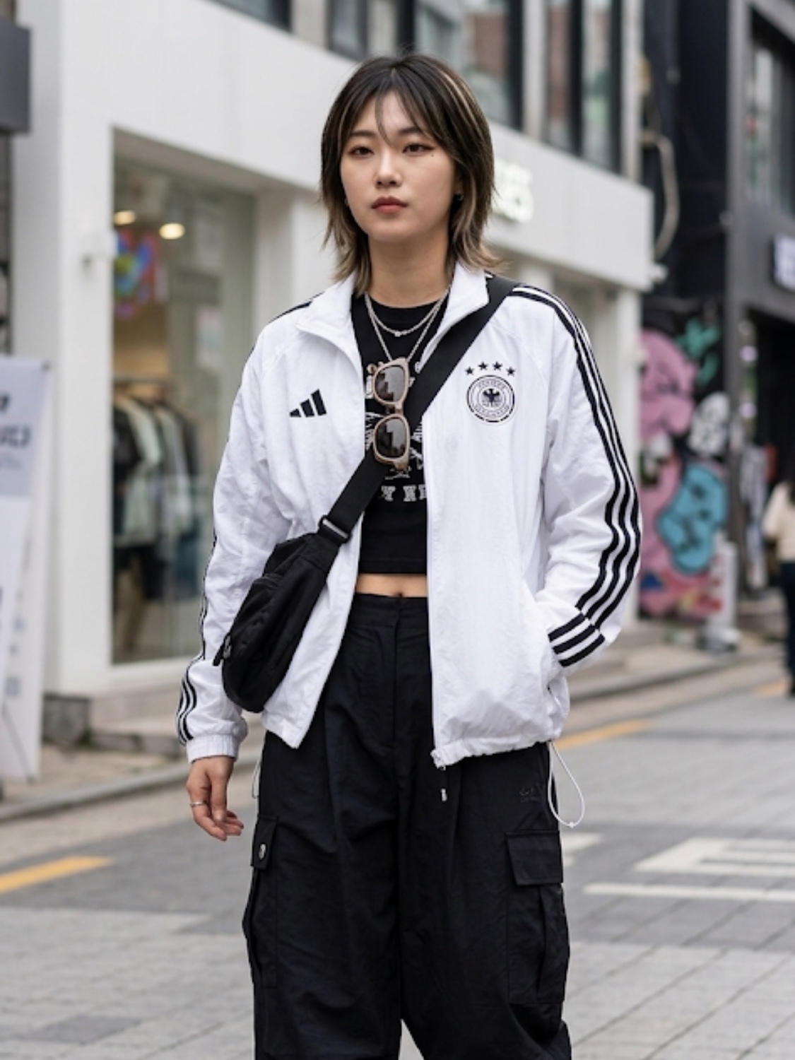 Adidas Germany Home Anthem Jacket White - KR Sizing (Non Marking Ver.), Adidas German Beckenbauer Track Top Off White - KR Sizing 착용 스타일