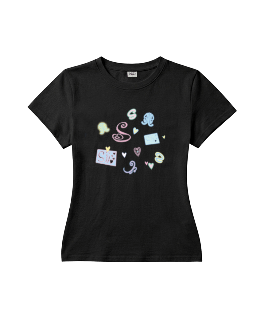 P261STS044BK pagesiisii Blur Motif Print Slim Fit T-Shirt Black