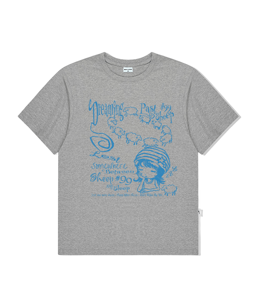 이스케이프프롬 드리밍 쉽 프린트 오버핏 반팔티 그레이(Escapefrom Dreaming Sheep Print Oversized T-Shirt Gray) - 1