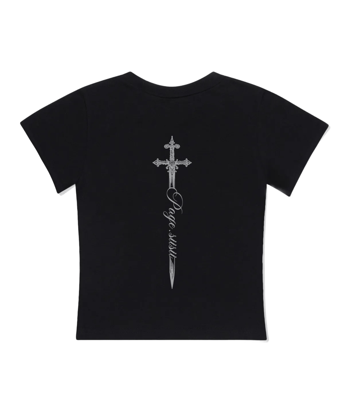 P261STS028BK pagesiisii Cross Knife Print Slim Fit T-Shirt Black