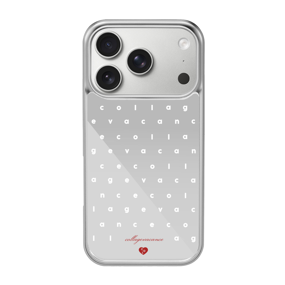 꼴라주바캉스 꼴 패턴 미러 실버 케이스 (화이트 알파벳)(COLLAGEVACANCE Col Pattern Mirror Silver Case (White Alphabet))