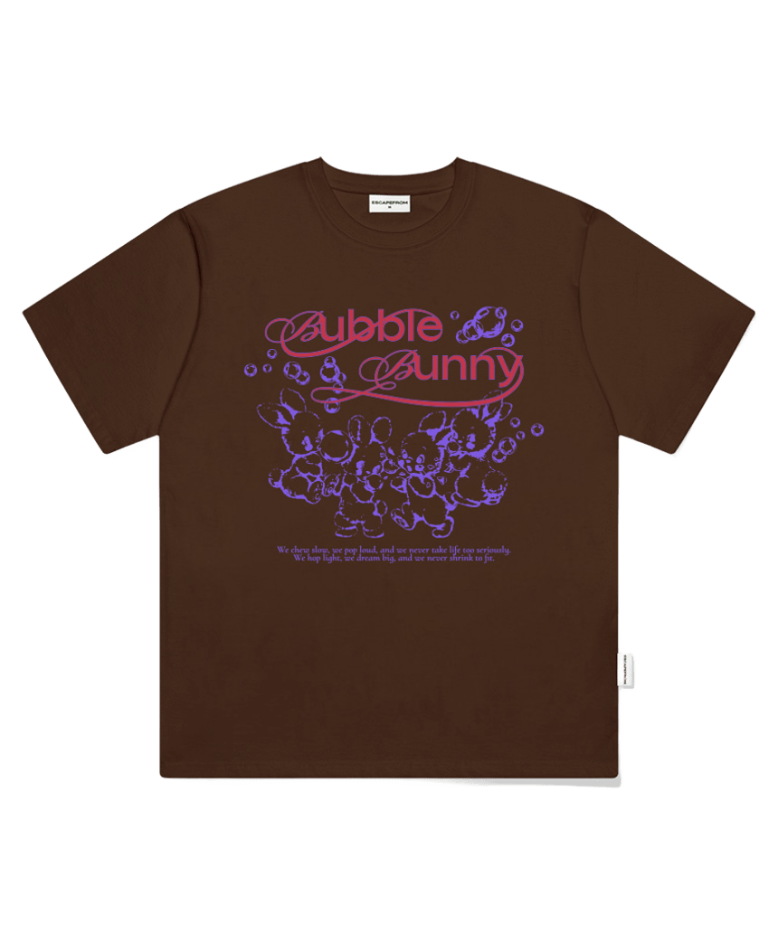 이스케이프프롬 버블 버니 프린트 오버핏 반팔티 브라운(Escapefrom Bubble Bunny Print Oversized T-Shirt Brown) - 1