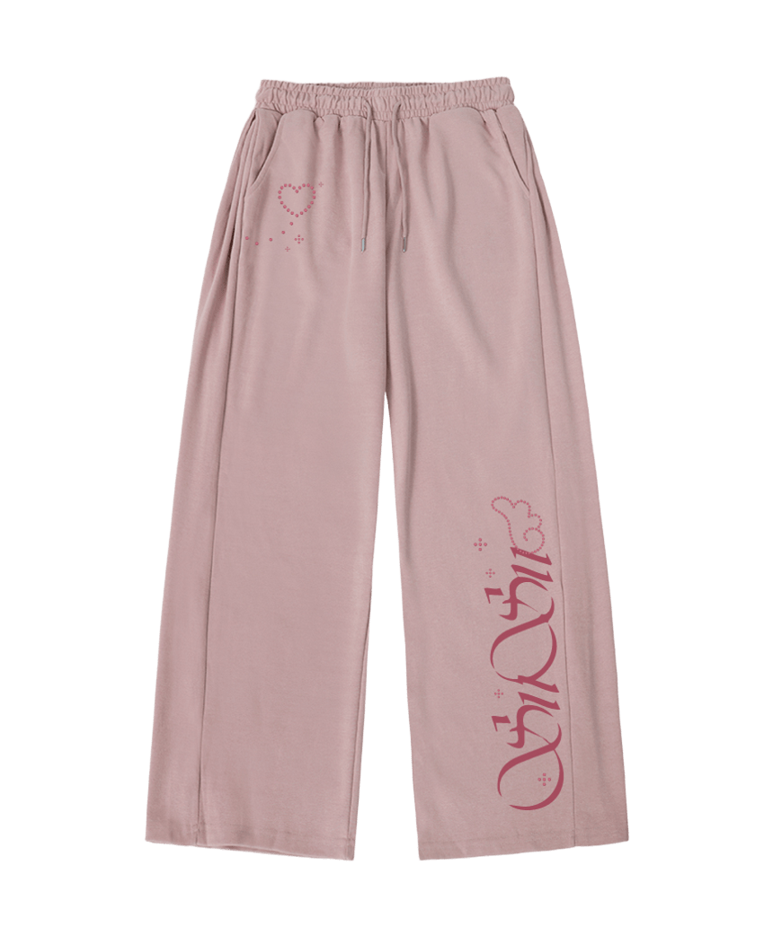 P261TSP009LP pagesiisii SiiSii Angel Stone Print Wide-Leg Sweatpants Light Pink