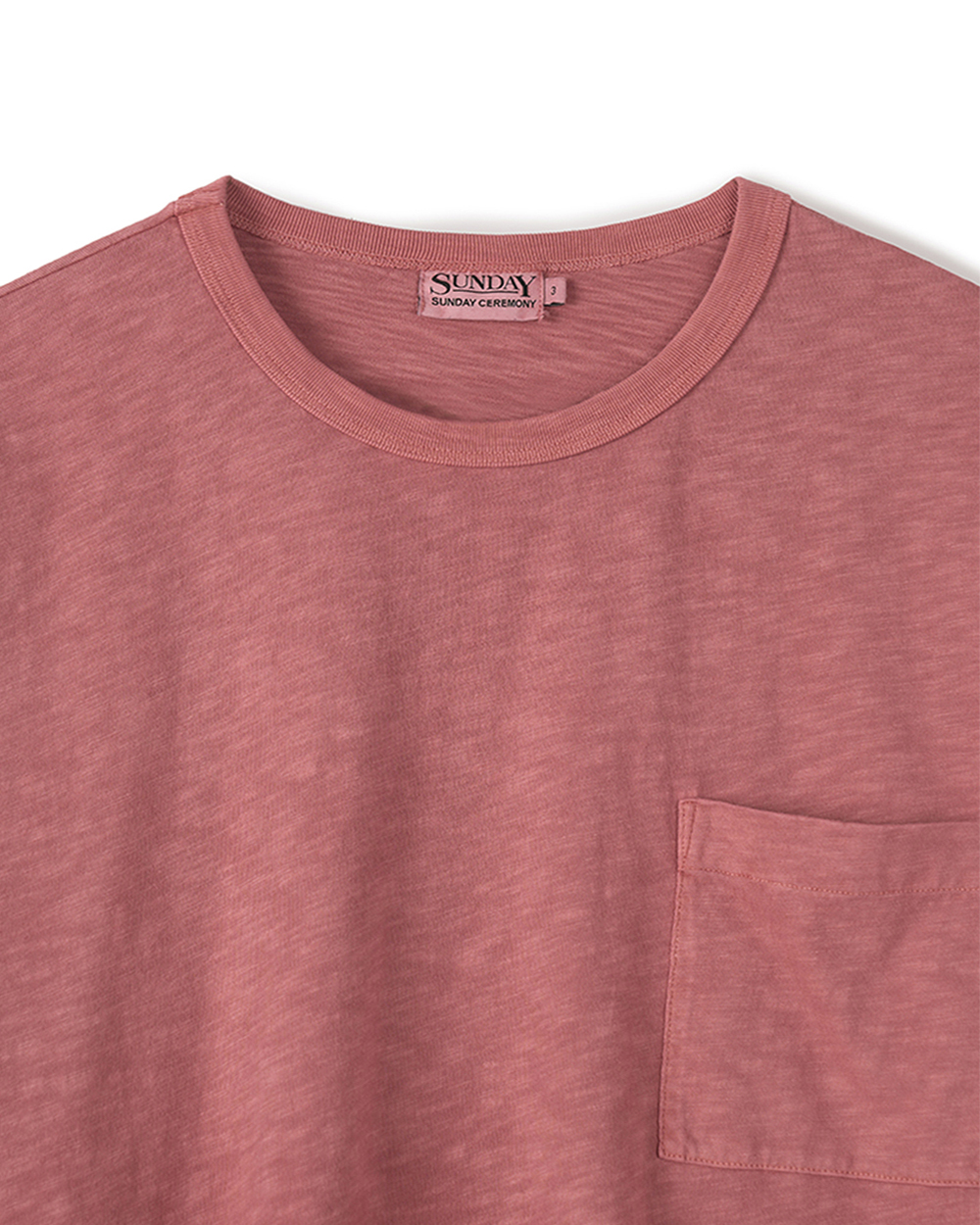 [예약 배송] (M) 선데이세레머니 내추럴 다이드 베이직 슬럽 티 - 딥 핑크([예약 배송] (M) SUNDAY CEREMONY Natural Dyed Basic Slub Tee - Deep Pink) - 3
