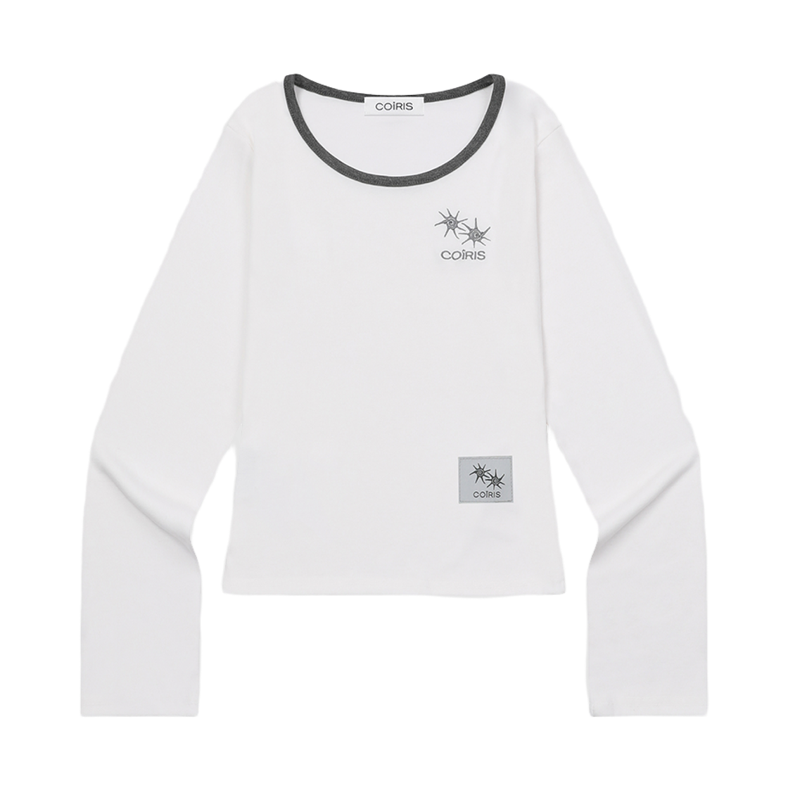 C-P00000HK Coiris Rora Small Logo U-Neck Long-Sleeve T White