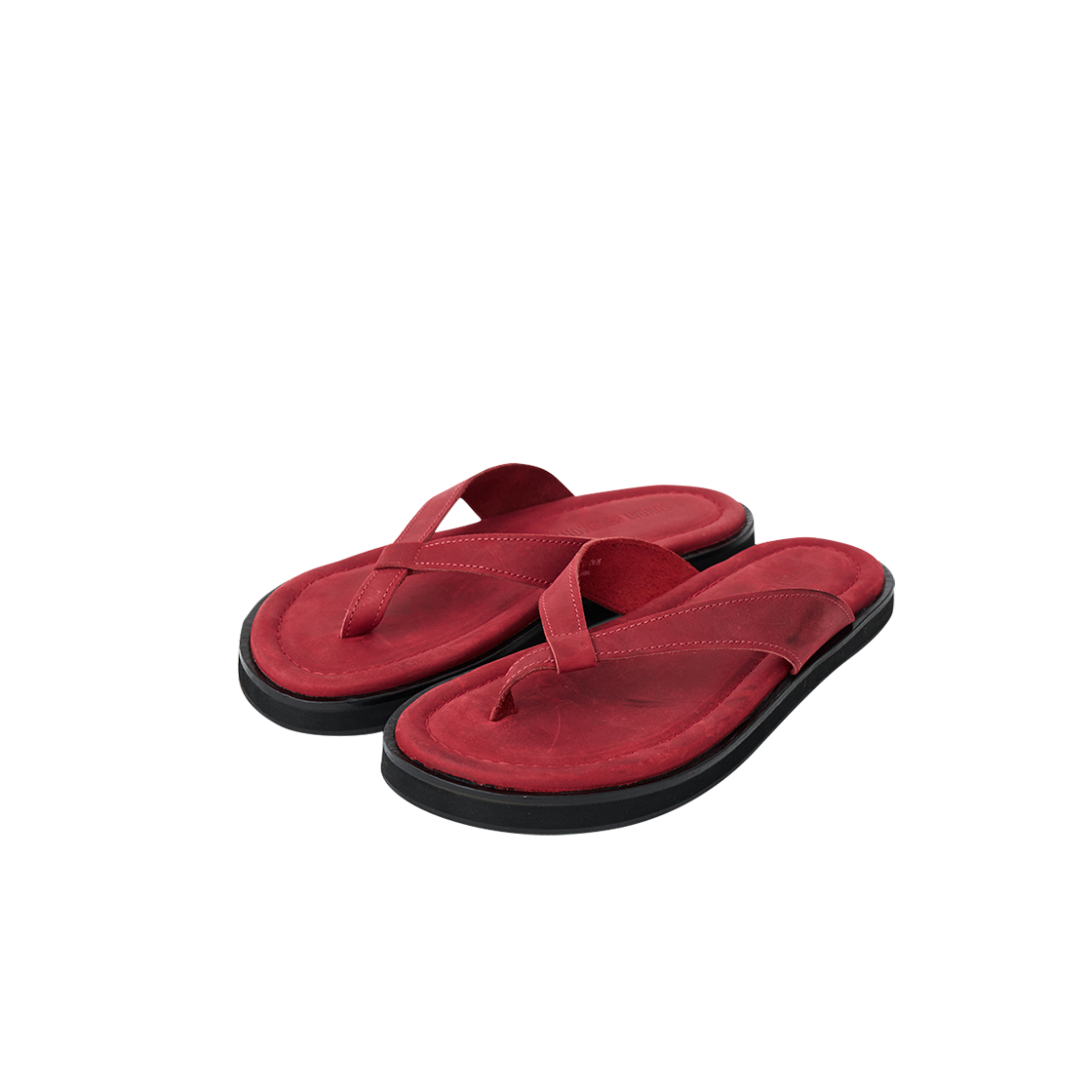 선데이세레머니 빈티지 레더 플립 플랍 - 레드(SUNDAY CEREMONY Vintage Leather Flip Flops - Red)