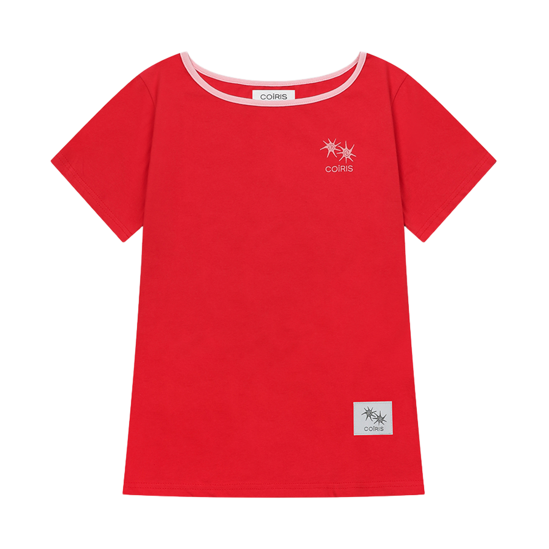 C-P00000HI Coiris Rora Small Logo One-Shoulder Half T Red