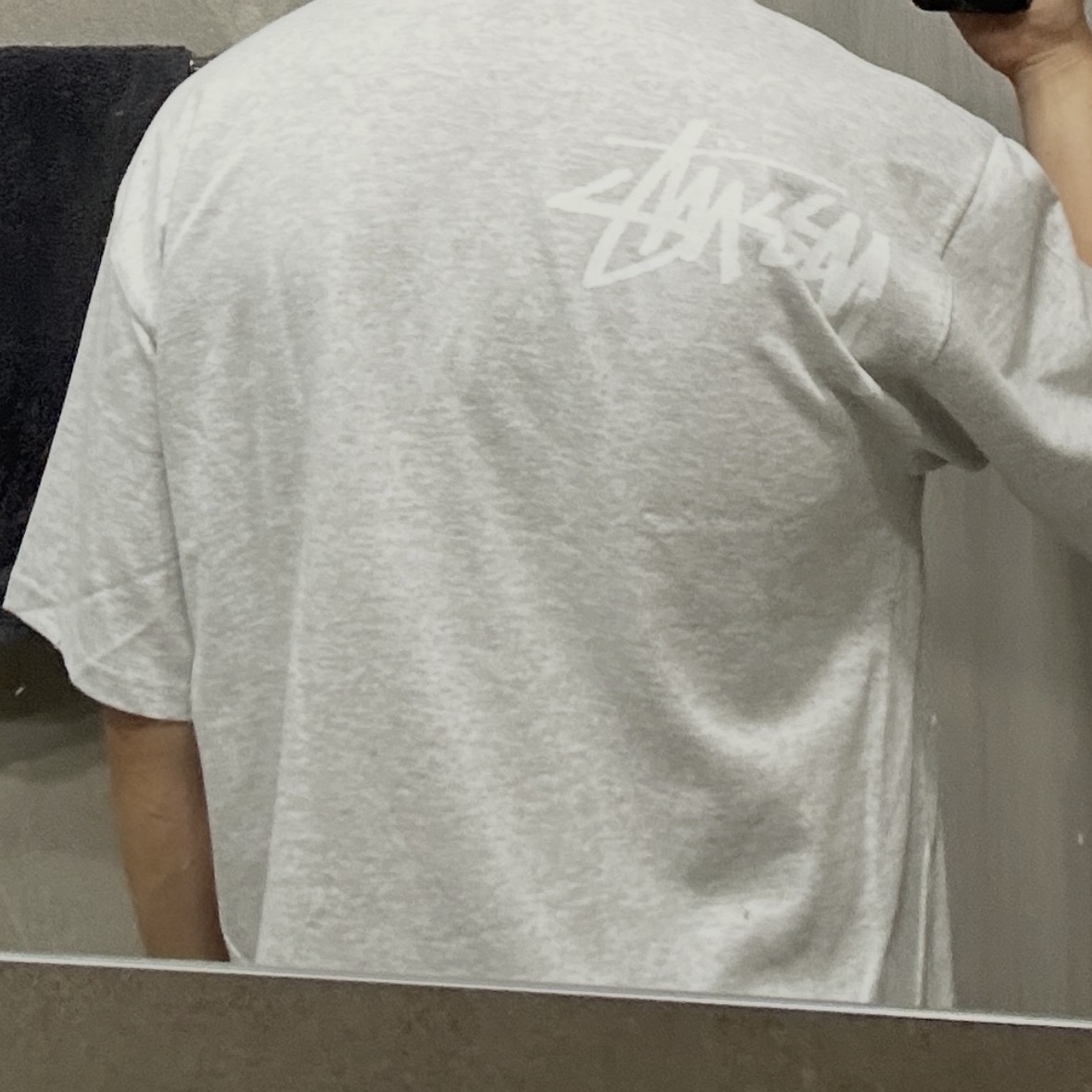 Stussy Double Venus T-Shirt Ash Heather 착용 스타일 - 2