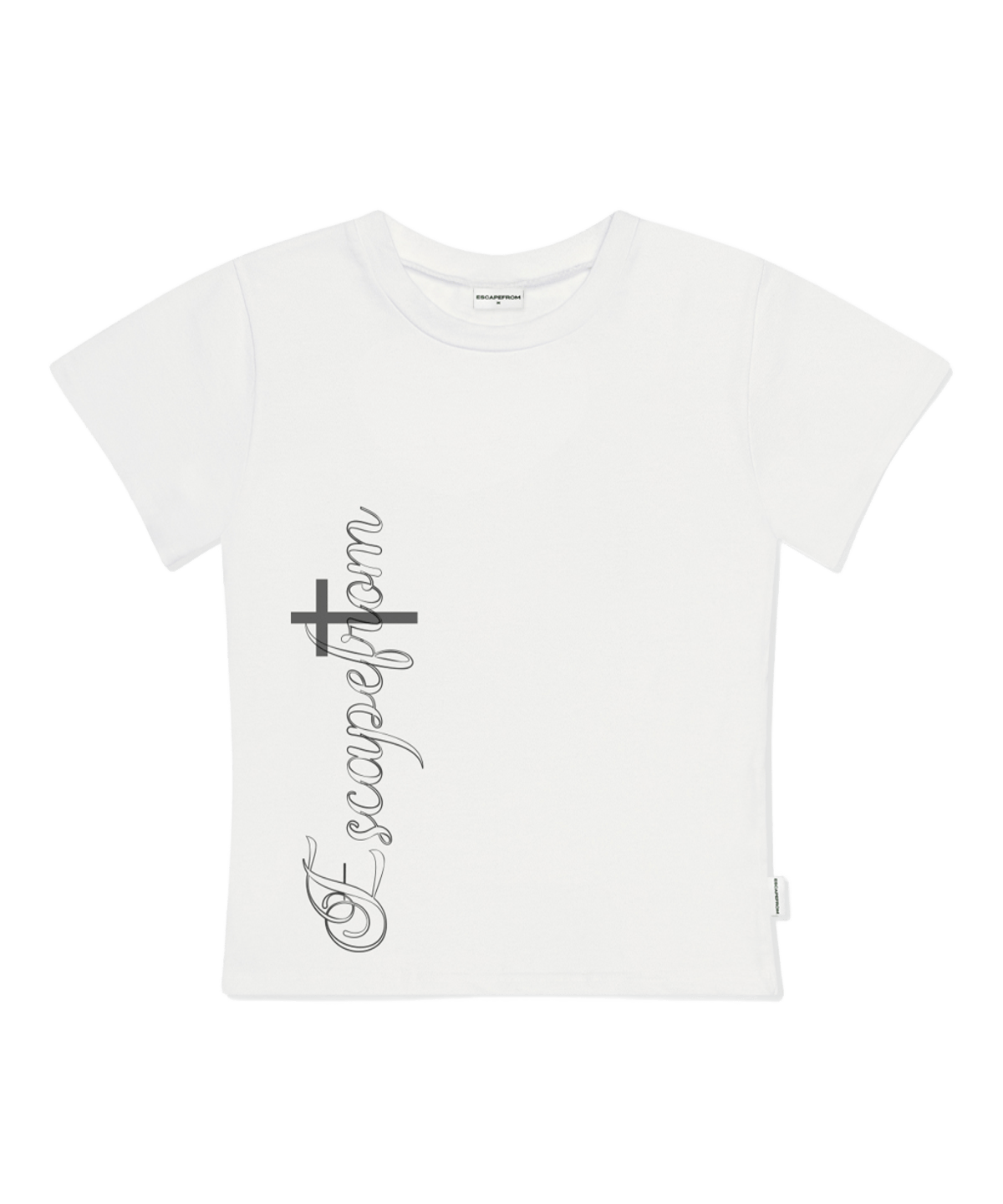 E261STS102IV Escapefrom Vertical Logo Print Slim Fit T-Shirt Ivory