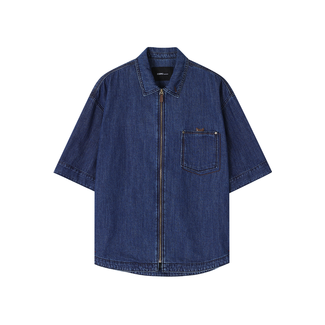 송지오 지제로 팬서 데님 하프 집업 셔츠 블루(SONGZIO ZZERO Panther Denim Half Zip Up Shirt Blue)