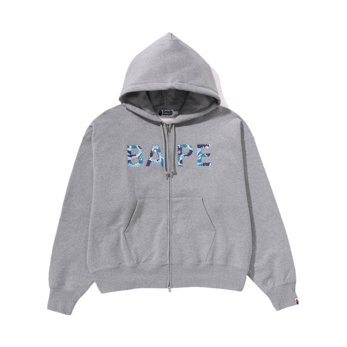 (W) 베이프 ABC 카모 크리스탈 로고 와이드 집 후드 그레이((W) BAPE ABC Camo Crystal Logo Wide Zip Hoodie Gray)