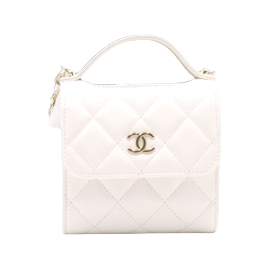 ITEOJKOHULI3 Chanel Lambskin Retro Top Handle Coin Wallet WOC with Gold Chain Crossbody Bag
