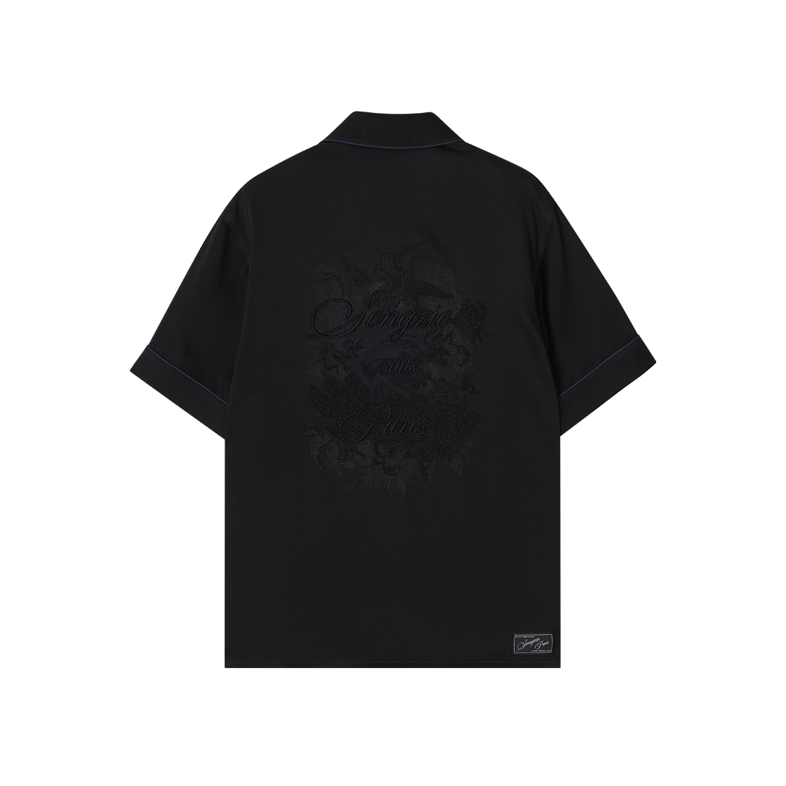 송지오 옴므 플로럴 엠브로이드 실크 셔츠 블랙(SONGZIO HOMME Floral Embroidered Open Silk Shirt Black) - 2