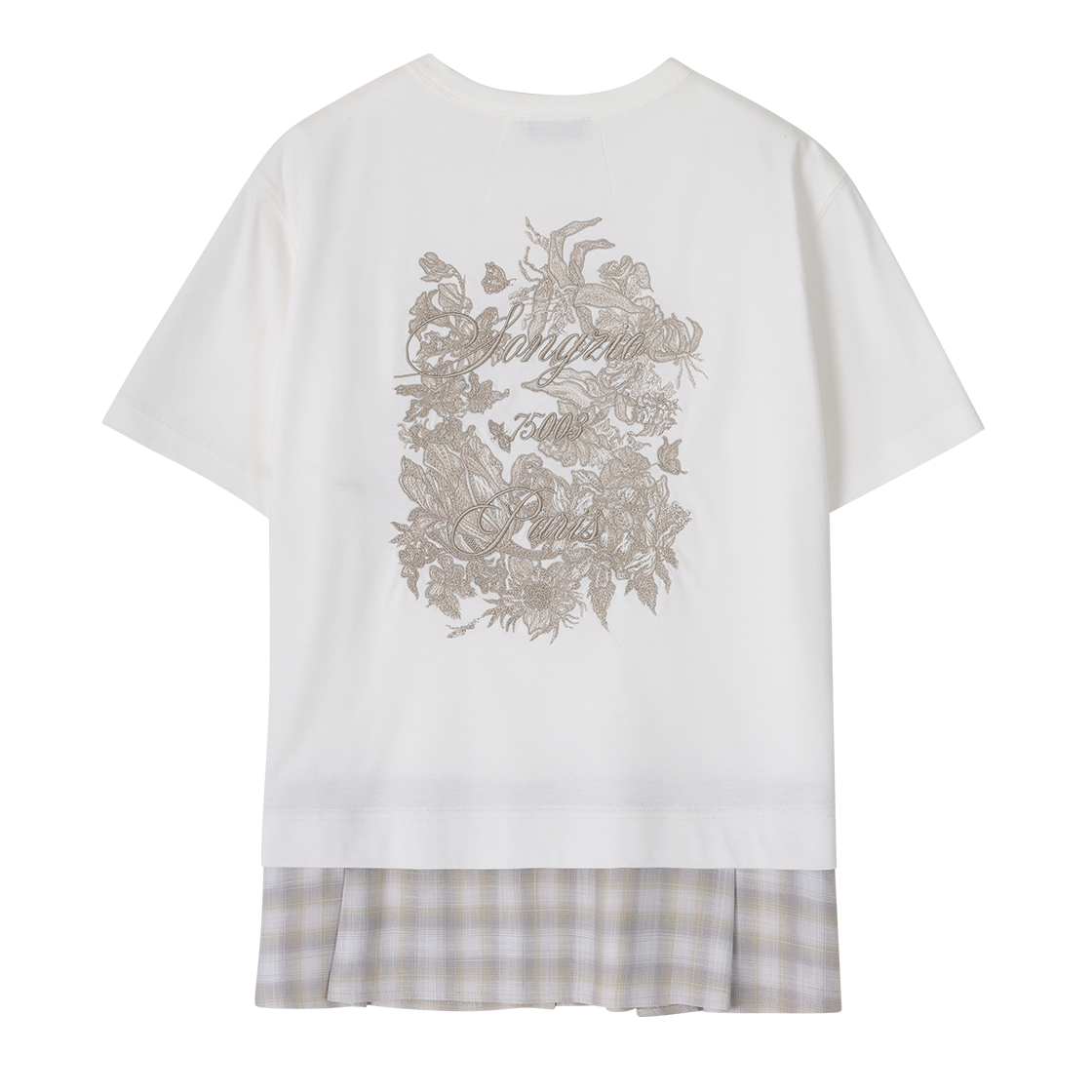 (W) 송지오 플로럴 엠브로이드 패치워크 탑 화이트((W) SONGZIO Floral Embroidered Patchwork Top White) - 2