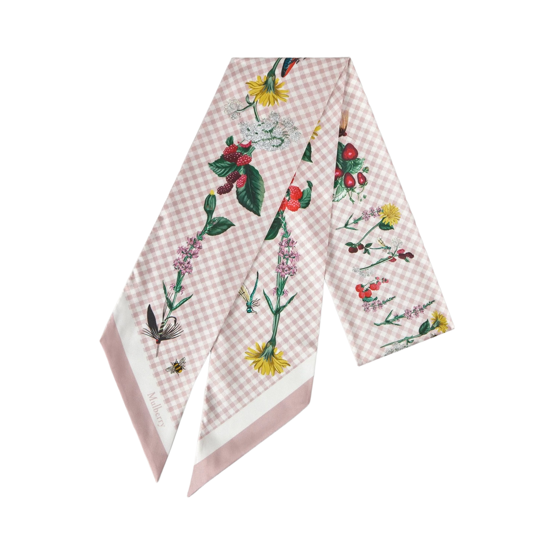 (W) 멀버리 리사이클드 폴리에스터 리버사이드 플로럴 라지 스키니 스카프 블라썸 핑크((W) Mulberry Recycled Polyester Riverside Floral Large Skinny Scarf Blossom Pink)