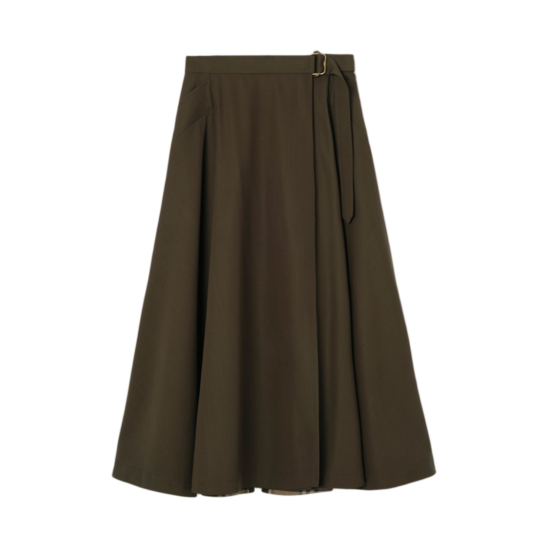 8128844 (W) Burberry Wool Twill Midi Skirt Bright Caper
