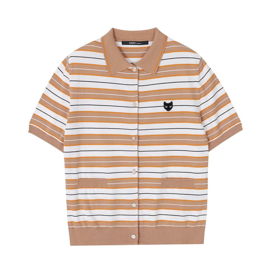 WI3KT868CM (W) SONGZIO ZZERO Panther Stripe Collar Cardigan Camel