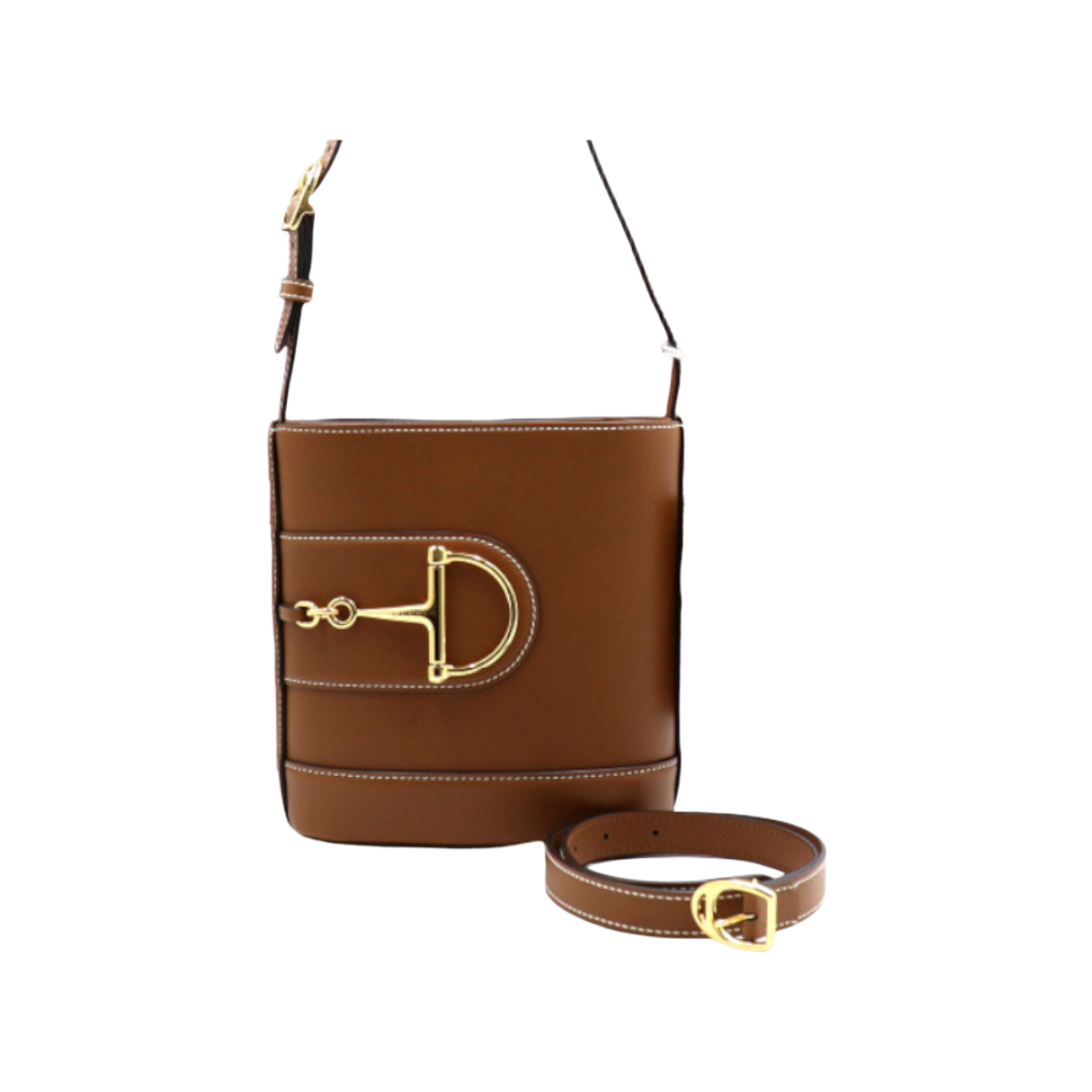 ITWD8VV75ORO Gucci Brown Leather 73 Mini Bucket Tote & Shoulder Bag