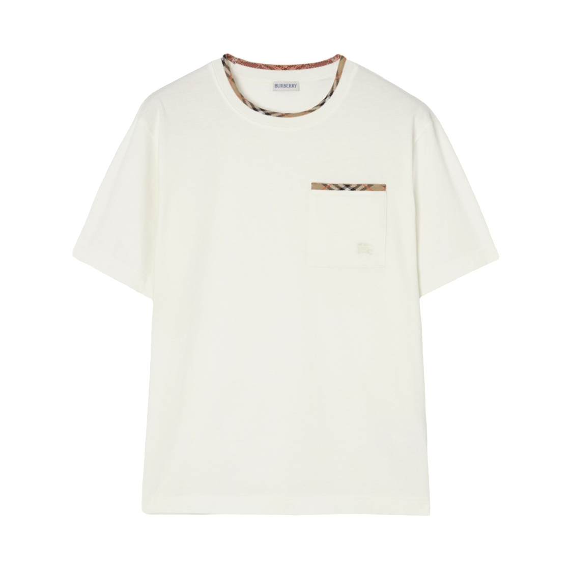 8127629 Burberry Check Trim Cotton T-Shirt Chalk White