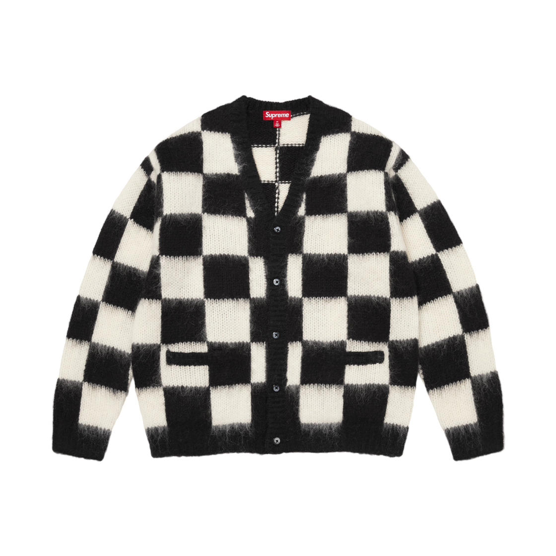 - Supreme Checkerboard Cardigan Black - 26SS