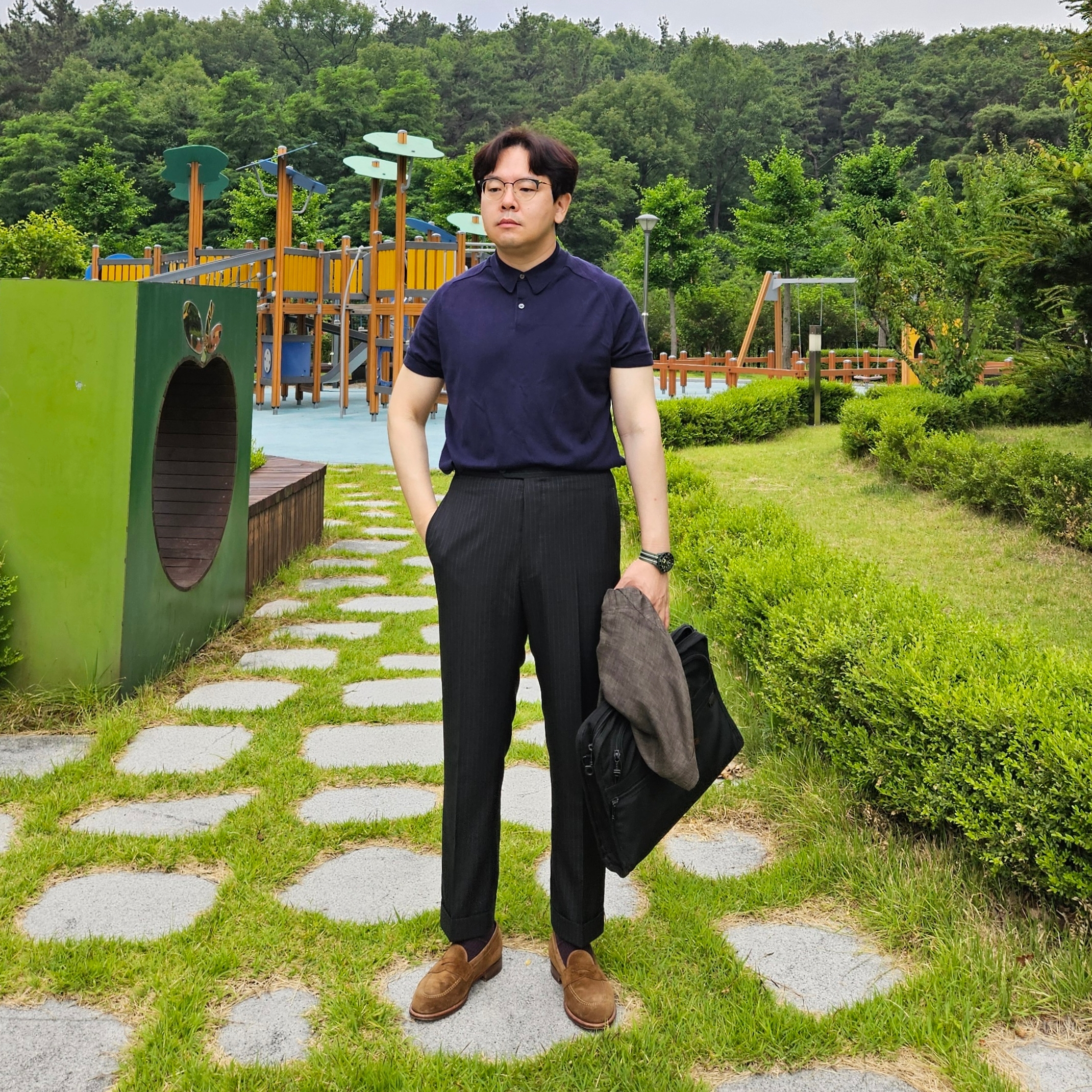 Alden 6243 Suede Unlined Flex Penny Loafer Snuff - D 착용 스타일