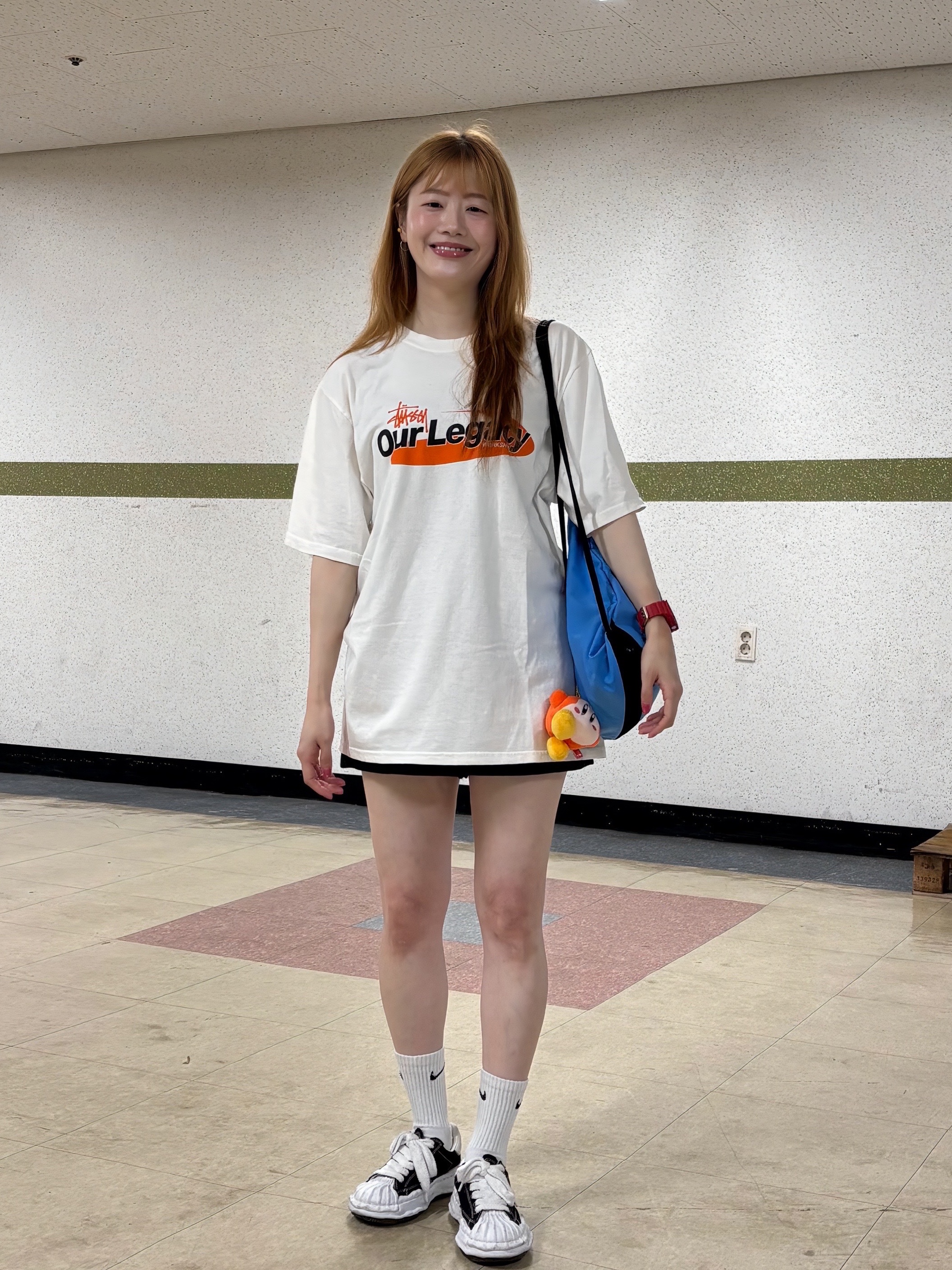Stussy x Our Legacy Work Shop Swirl Pigment Dyed T-Shirt Natural, Maison Mihara Yasuhiro Blakey OG Sole Canvas Low-top Sneakers Black White 착용 스타일 - 5