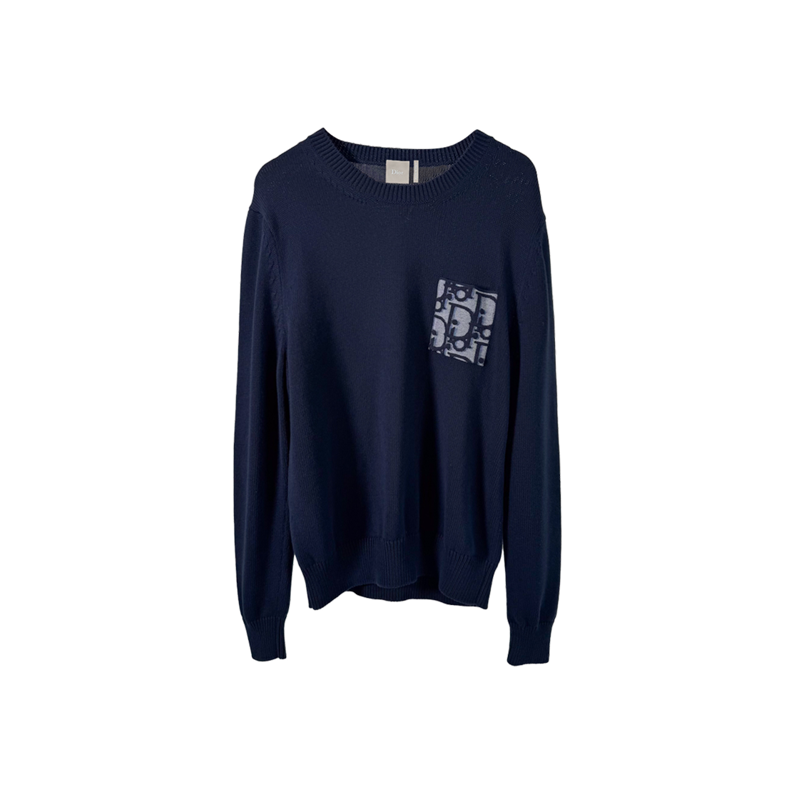 IT39QWKI4LN5 Dior Men Oblique Pocket Jersey Knit Sweater Navy Blue