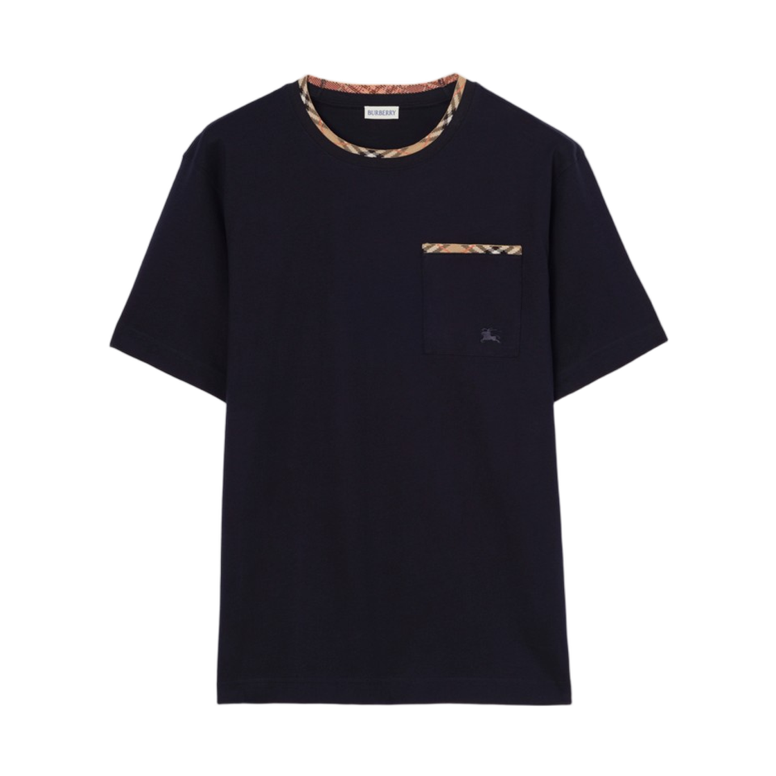 8130050 Burberry Check Trim Cotton T-Shirt Navy