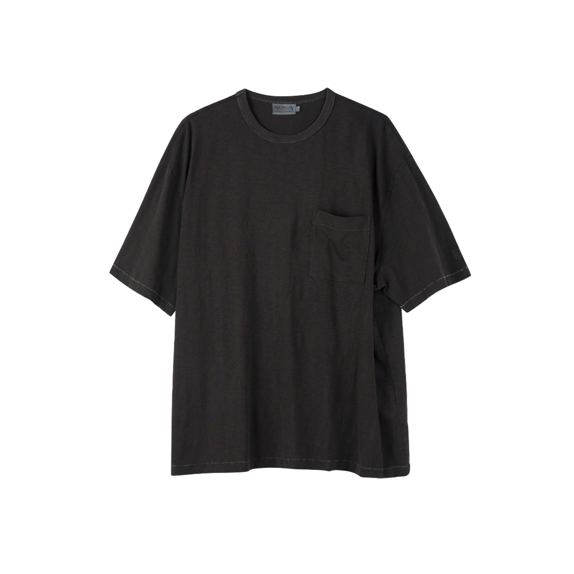 (M) 선데이세레머니 내추럴 다이드 베이직 슬럽 티 - 딥 차콜((M) SUNDAY CEREMONY Natural Dyed Basic Slub Tee - Deep Charcoal)