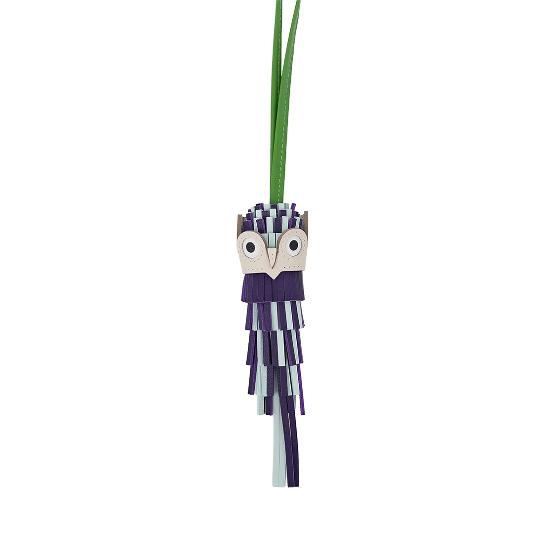 ITER49BCESM9 Hermes Chouette Charm Purple & Vert Peppermint & Vert Eucalyptus & Blanc Engraved (26HA0650)